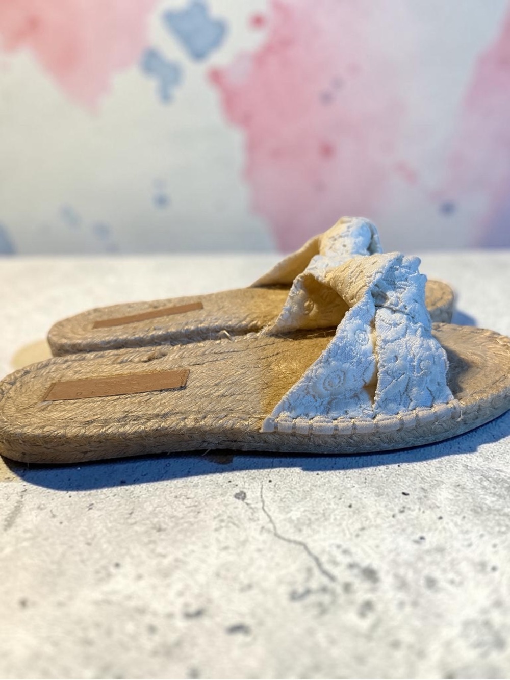 ASOS Cream Lace Knot Espadrille Slide Sandals - Women Size 9
